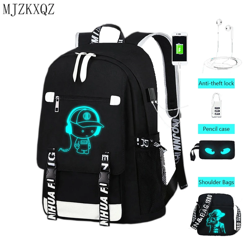 MJZKXQZ Teenage Waterproof Backpack Cute Kids Black Nylon School Bags For Boys Laptop Anti Theft Backpack Men Book Bag Sac A Dos