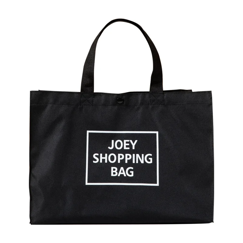 1 Pc Large Black Shopping Bags Foldable Oxford Shopping Bag Reusable Shopping Bags Fruit Storage Shoulder Bag Handbag