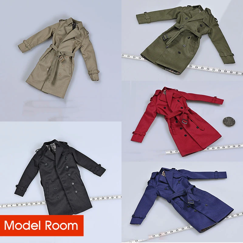 

1/6 Scale Female British Retro Long Windbreak Classic Trench Coat Clothes Model Fit 12'' Soldier Action Figure Body Dolls