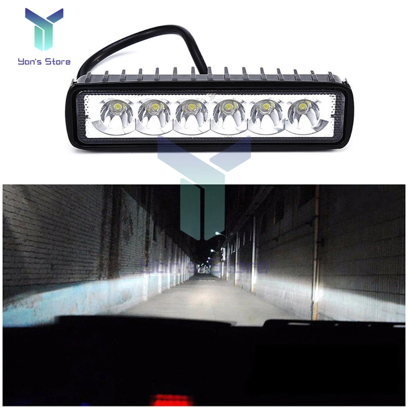 6/18LED 18W 48W Work Light Bar DRL Driving Fog Spot Lamp For Offroad Car Truck LED Headlights LED Work Light Spotlight Flasher