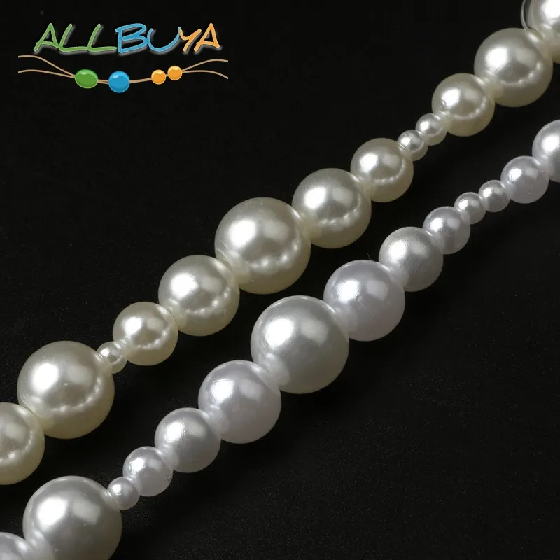 4-20mm Milky White Round Plastic Acrylic ABS Imitation Pearls Loose Beads for Needlework Jewelry Making DIY Bracelets Necklaces