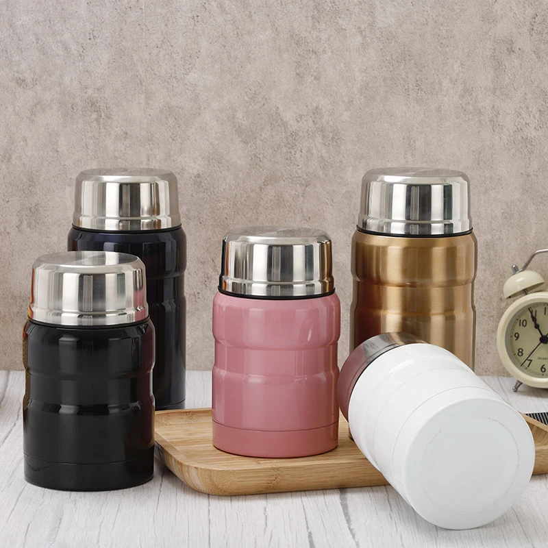 500ml/750ml Stainless Steel Vacuum Pot Soup Braised Beaker Double Wall Smolder Food for Porridge Insulated Thermos Lunch Bucke