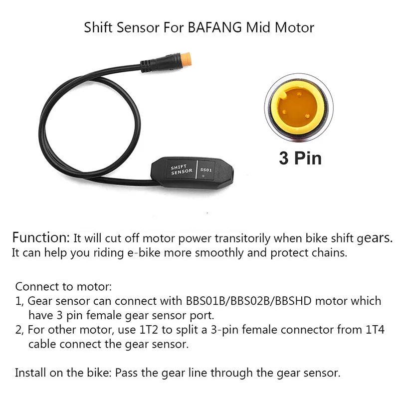 Gear Shift Sensor E-bike Parts For Bafang Mid Drive Motor BBS01 BBS02 BBSHD Electric Bicycle Conversion Accessories 3 Pin Male