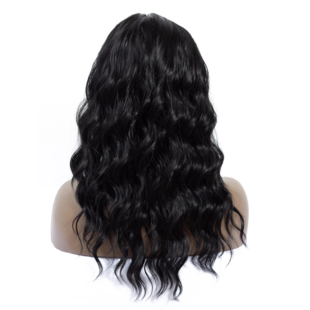 Aigemei Long Wig Water Wave  Cosplay Wig Natural Black Synthetic Wigs For Women 22 inches High Temperature Fiber Hairs