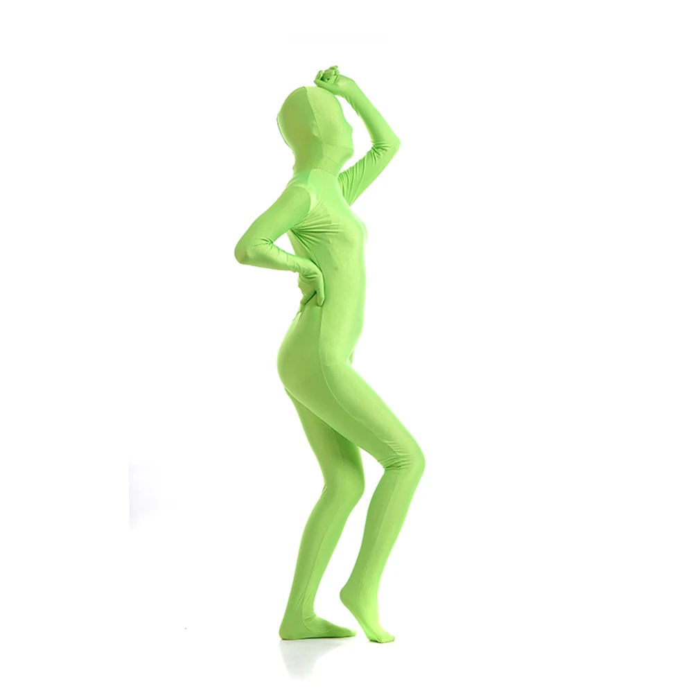 Aangepast Voor Open Ogen Mond Toe Kruis Gratis Verzending Full Body Zentai Pak Gras Groen Strakke Pakken Pure Kleur Halloween party