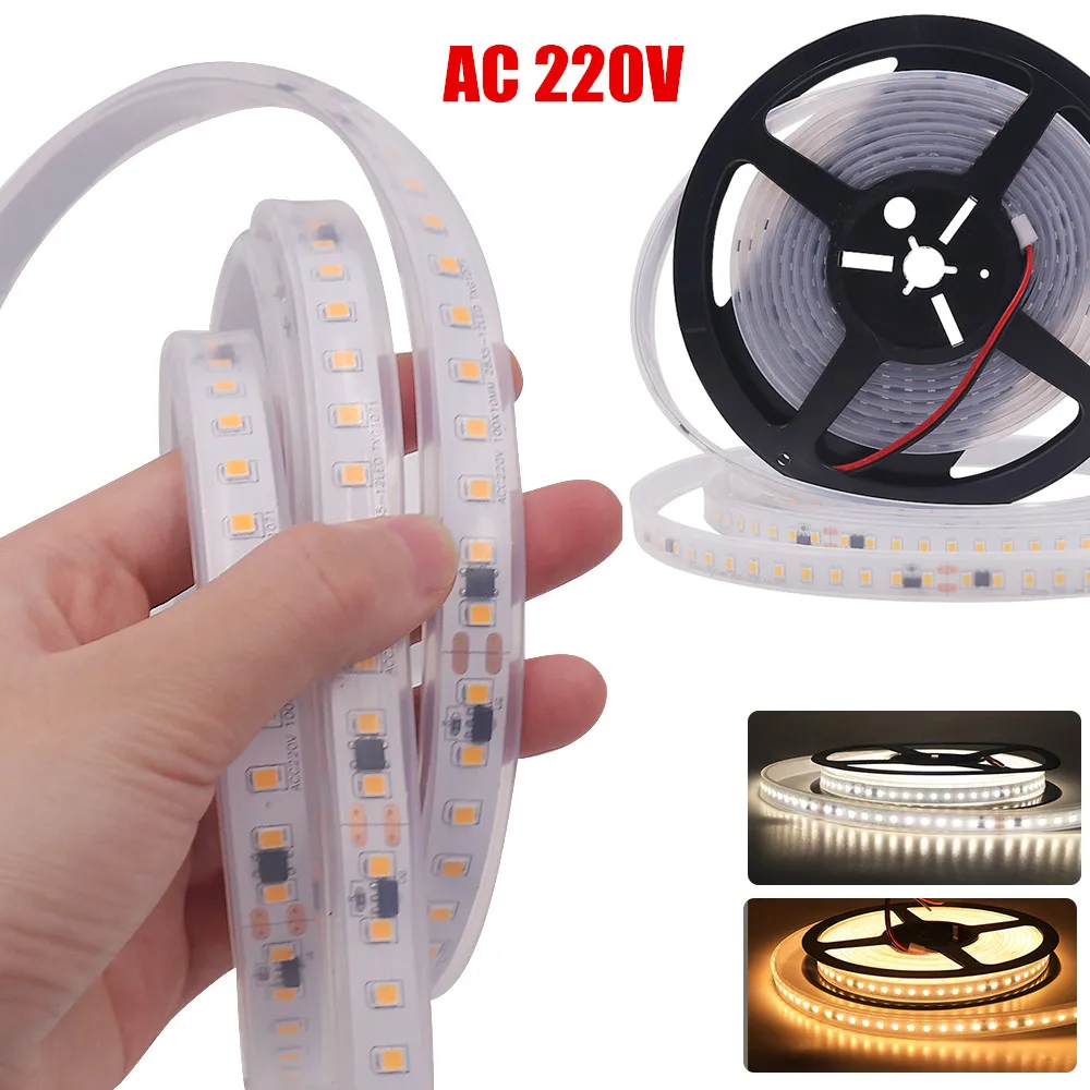 

AC 220V LED Strip IP67 Waterproof Engineering Lamp 4000K 6000K 3000K 2835 120 leds/m Flexible Ribbon Tape LED Light 5m/roll