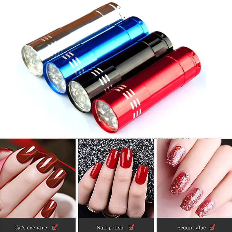 Mini 9 LED Nagel Trockner Lampe Für Nägel Lichter Taschenlampe UV Lampe Tragbare Nagel Gel Schnelle Trocknung Maniküre Werkzeug Gel nagellack Lampe