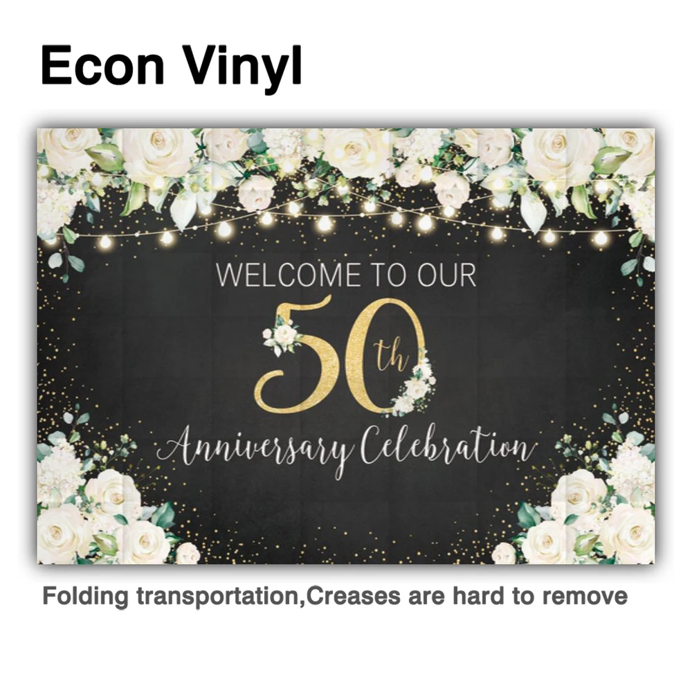 Allenjoy 50th Anniversary Celebration Background Flowers Lights Wedding Party Photography Backdrop Photobooth Photocall Props