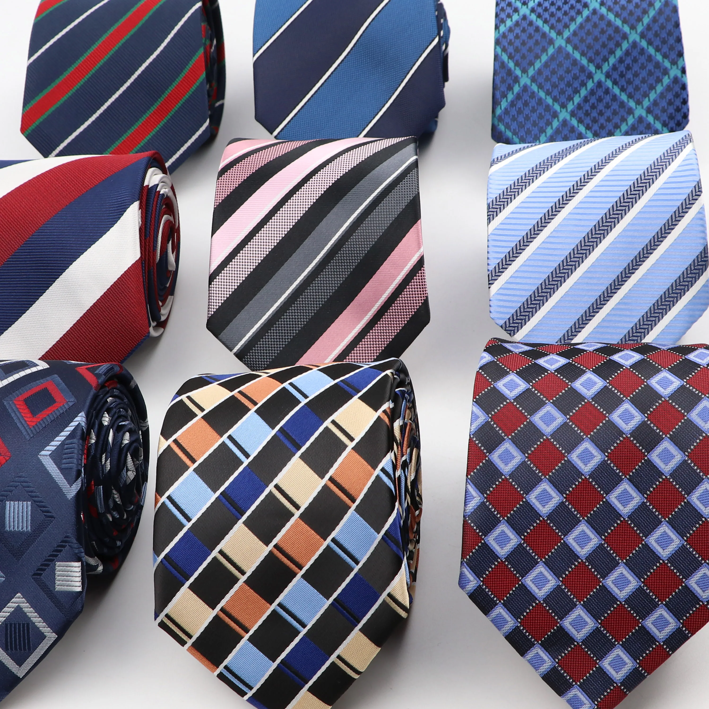 Classic 8cm Men Necktie  Fashion Polyester Tie  Plaid    Striped Necktie Business Slim Shirt Accessories paty Gift Cravate