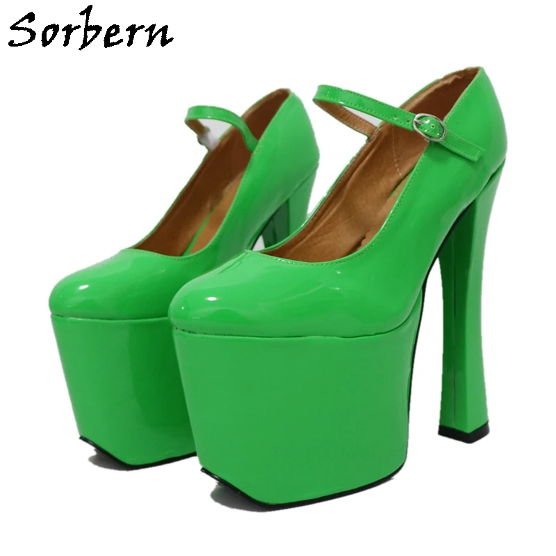 Sorbern Mary Janes Shoes 20Cm Extrem High Heels Sexy Fetish Alternative Fashion Bdsm Platform Custom Pumps Round Toe Pump Shoes