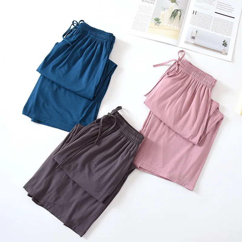 Sommerliche, lockere, kurz geschnittene Hosen im japanischen Stil, Damen-Modal-Shorts, einfarbig, weites Bein, große Größe, Haushosen, Damen-Unterwäsche – Detail 6