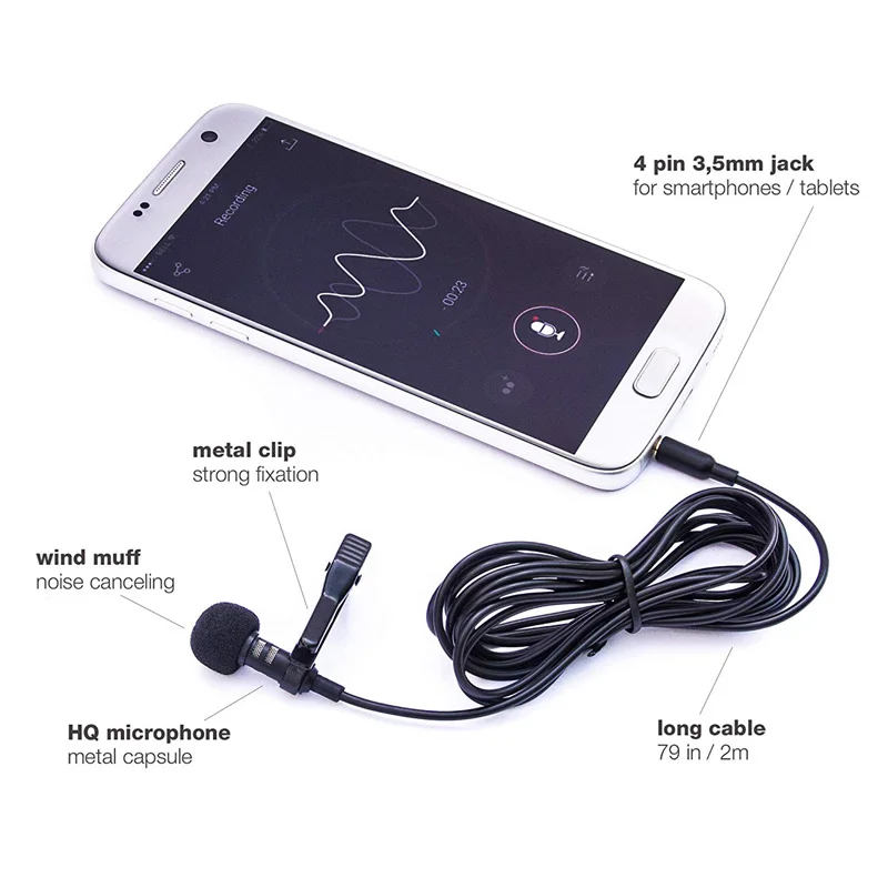 Микрофон SHELKEE со всенаправленным мини-аудиомикрофоном, штекер 3,5 мм, Стандартный микрофон для речи, интервью, песни K