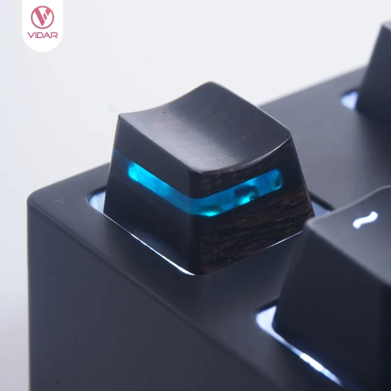 1pc custom-made resin solid wood mixed key cap for MX switch mechanical keyboard personalized sandwich translucent key cap