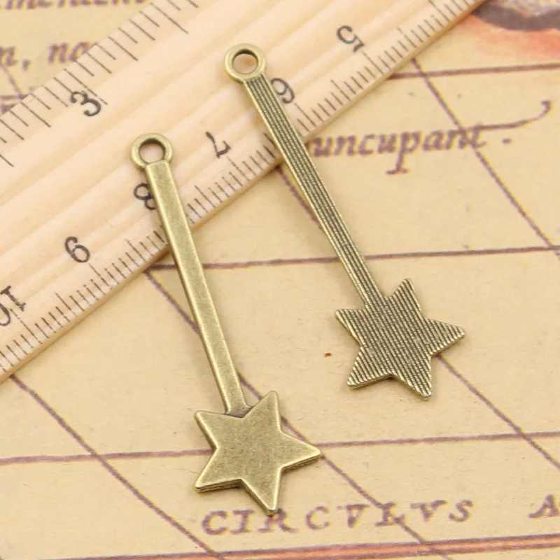 10pcs Charms Magic Wand 48x14mm Tibetan Bronze Silver Color Pendants Antique Jewelry Making DIY Handmade Craft