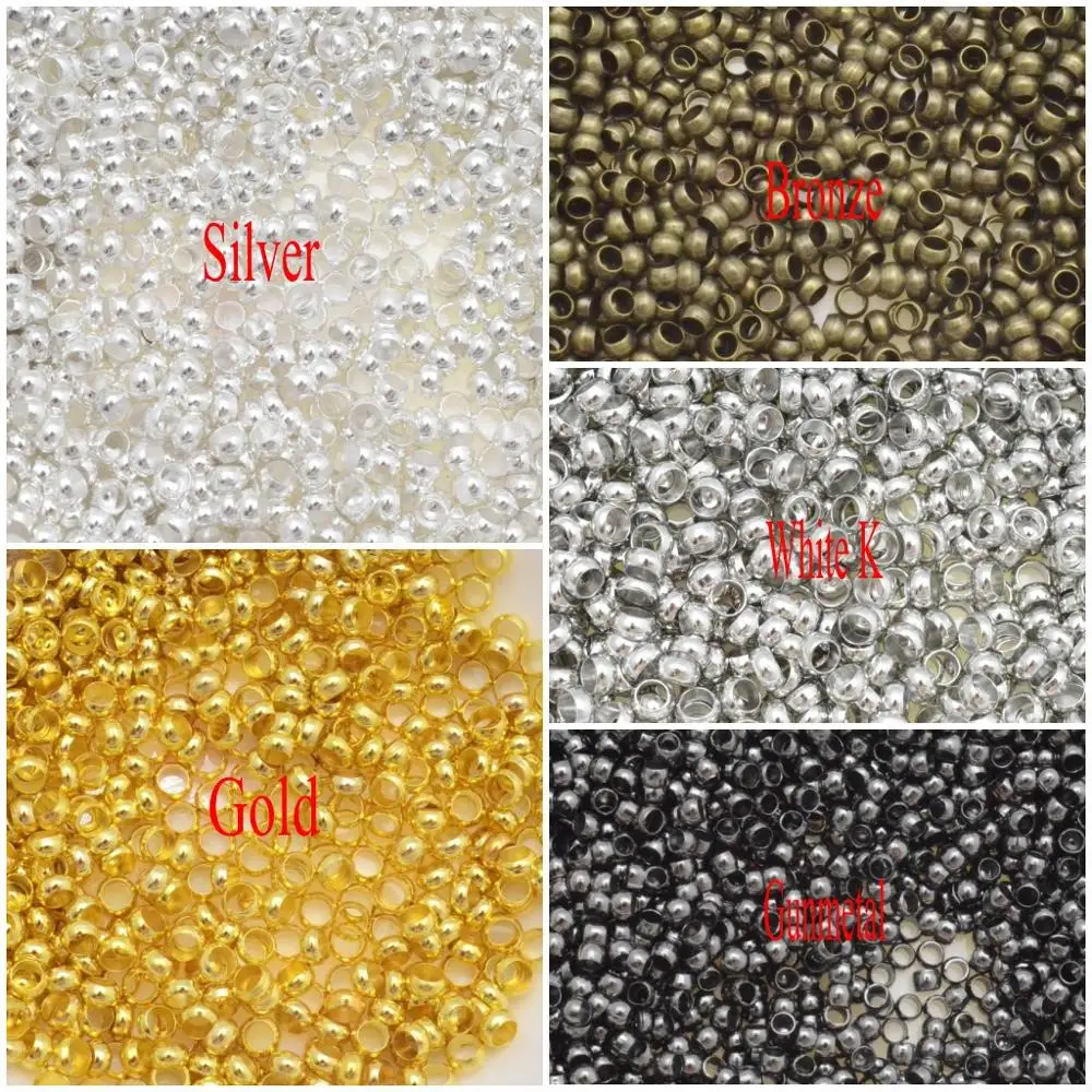 Półprodukty do biżuterii Diy Stopper koraliki dystansowe 2mm-4mm złoto/srebro/brązowa kulka miedziana zaciskane koraliki końcowe do tworzenia biżuterii