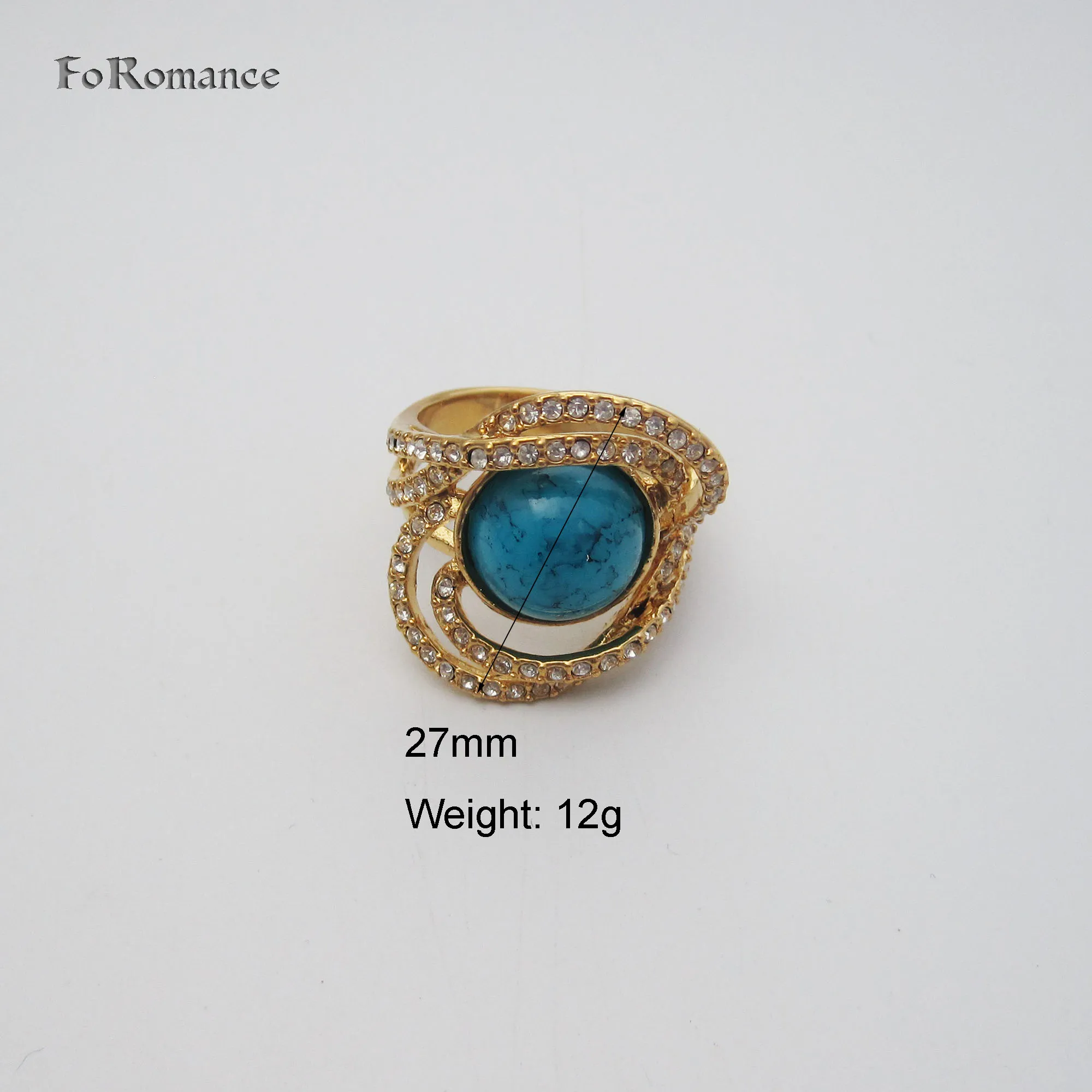 YELLOW GOLD PLATED HIGH QUALITY BLUE STONE CZ STONES BIG FACE GREAT DESIGN RING SZ8.5 8.75