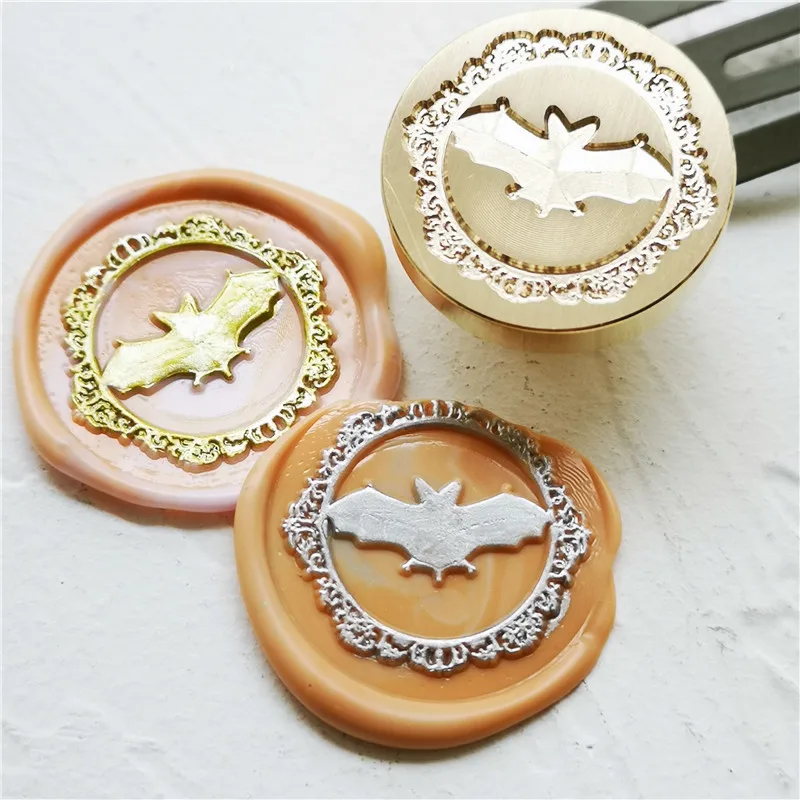 BAT in round ornate frame Wax Seal Stamp for seal stamps Retro Wood Stamp Sealing Wax Seal Stamp Wedding Decorative seals