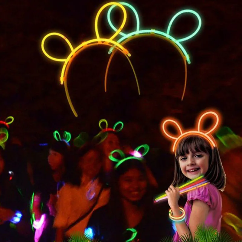 50pack Glow Sticks Bunny Headband Head Wear Fluorescence Neon  Party Bar Birthday Cosplay Luminous     navidad  Halloween