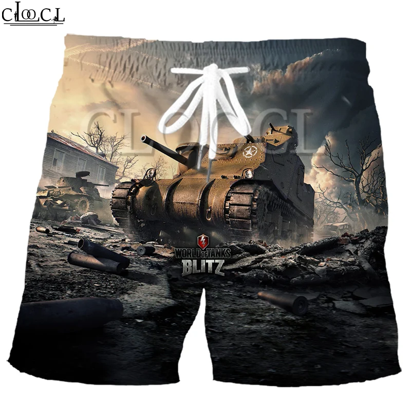 

CLOOCL Games World Of Tanks Men Shorts 3D Print Elastic Fashion Wild Harajuku Summer Beach Casual Streetwear