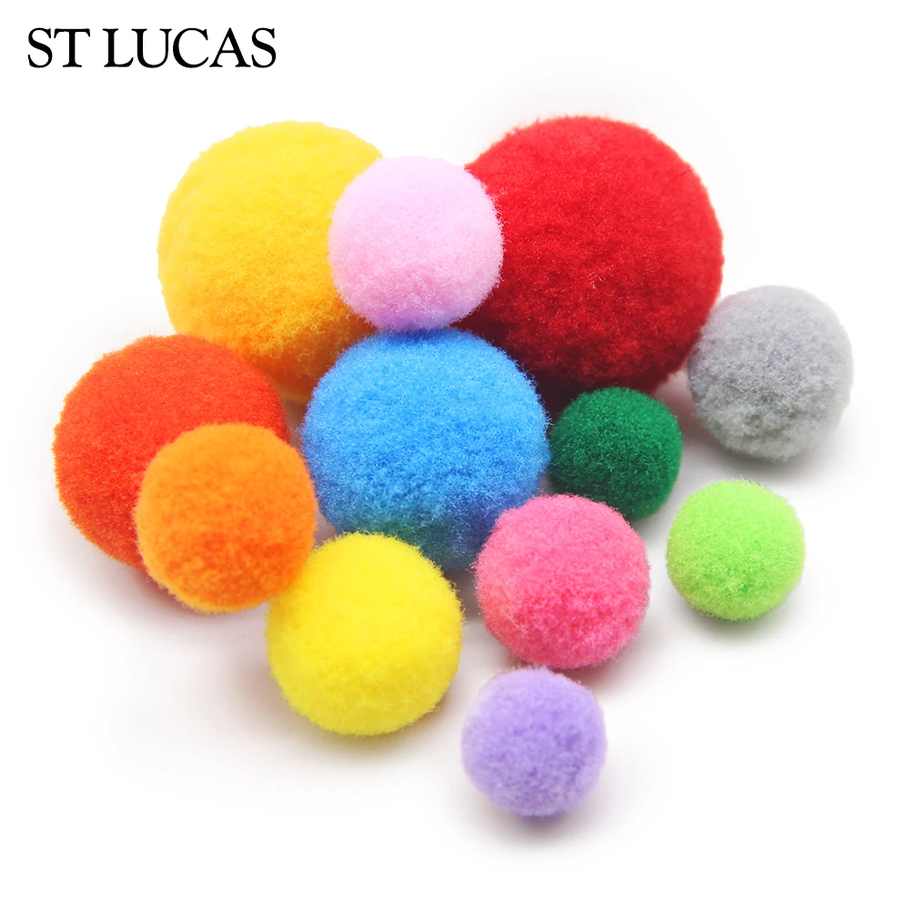 1 Pack 10/15/20/25mm Mixed Color Polyester Pom Pom Ball For Home Garment Party Christmas Carft Decoration Children Handmade DIY