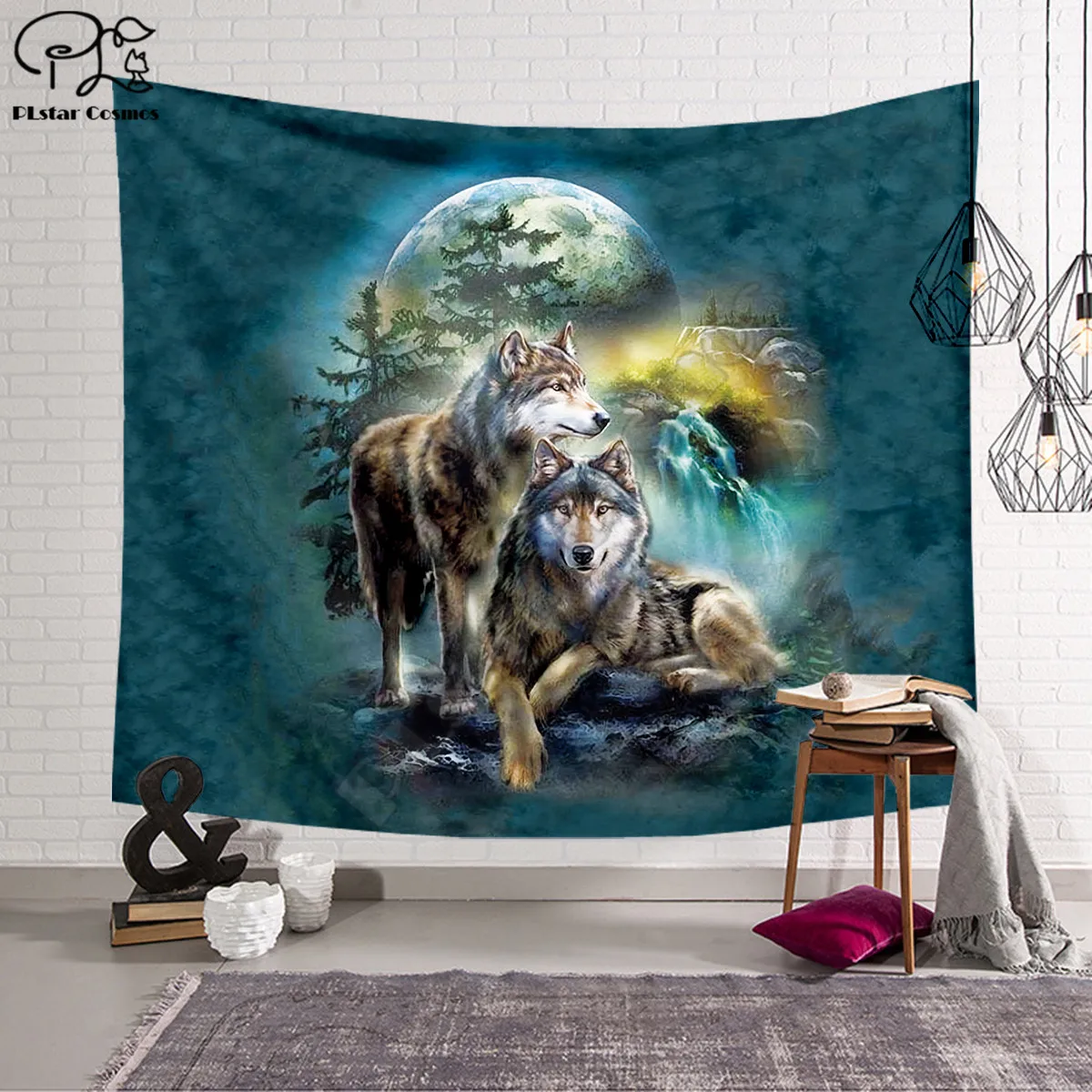 

PLstar Cosmos Tapestry Wolf 3D Printing Tapestrying Rectangular Home Decor Wall Hanging style-5