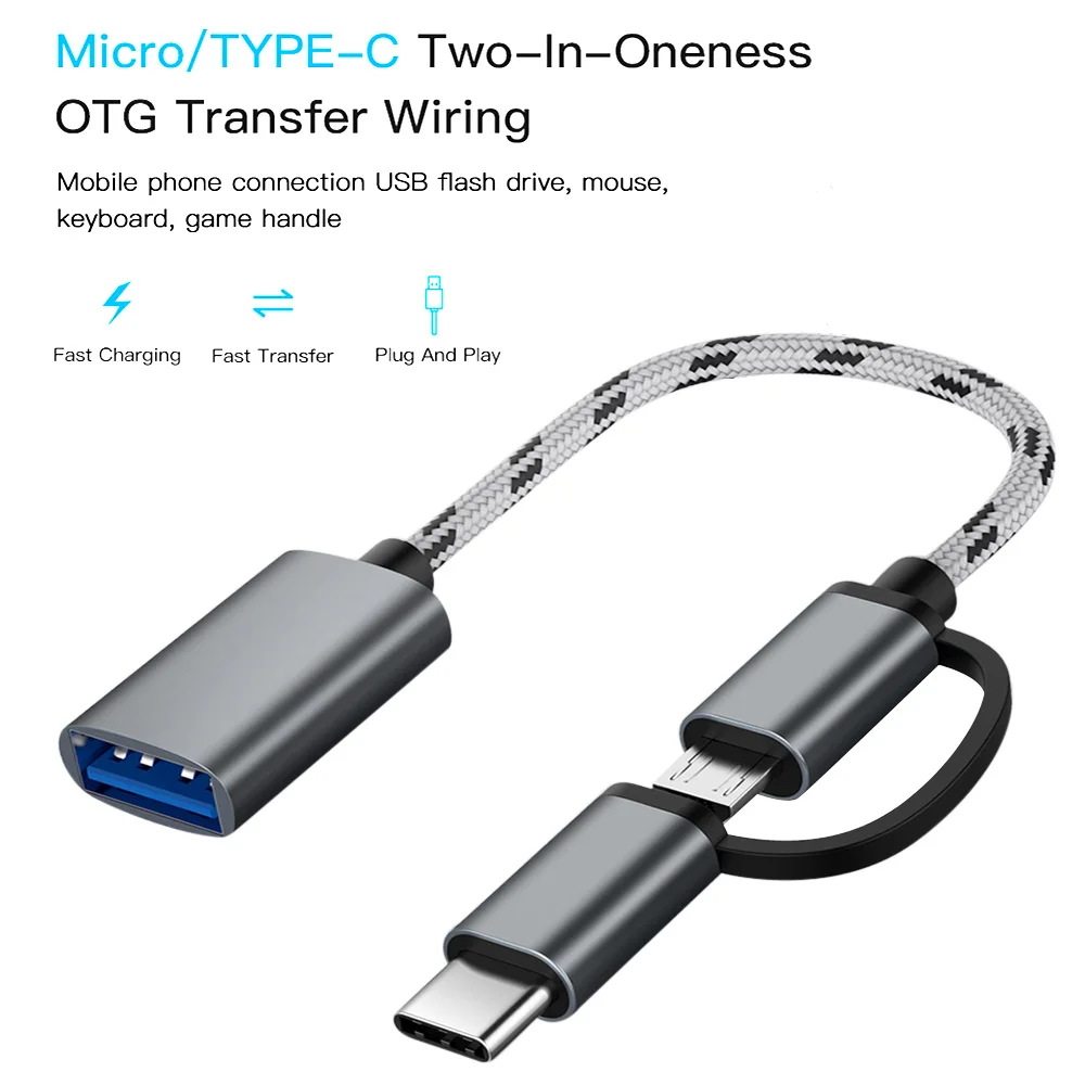 2 في 1 Type-C OTG إلى USB 3.0 واجهة OTG كابل محول نقل سريع موصل محول لخط شحن الهاتف المحمول