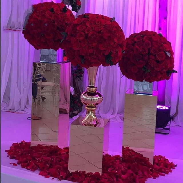 

4pcs 5pcs/set)Luxury wedding decoration gold stainless steel rectangel mirror arch flower backdrop for event stage yudao0051