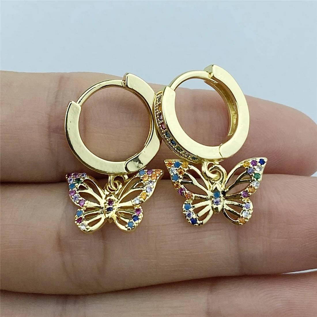 2020 New Women's Earrings Fashion Zircon Butterfly Danglee Earrings for Women Animal Sweet Colorful Stud Earrings Girls Jewelry