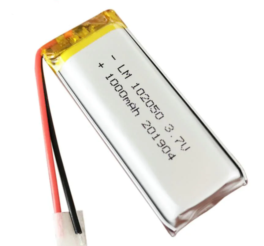 2/5/10pcs 3.7V 1000mAh 102050 Lithium Polymer Ion Battery 2.0mm JST Connector