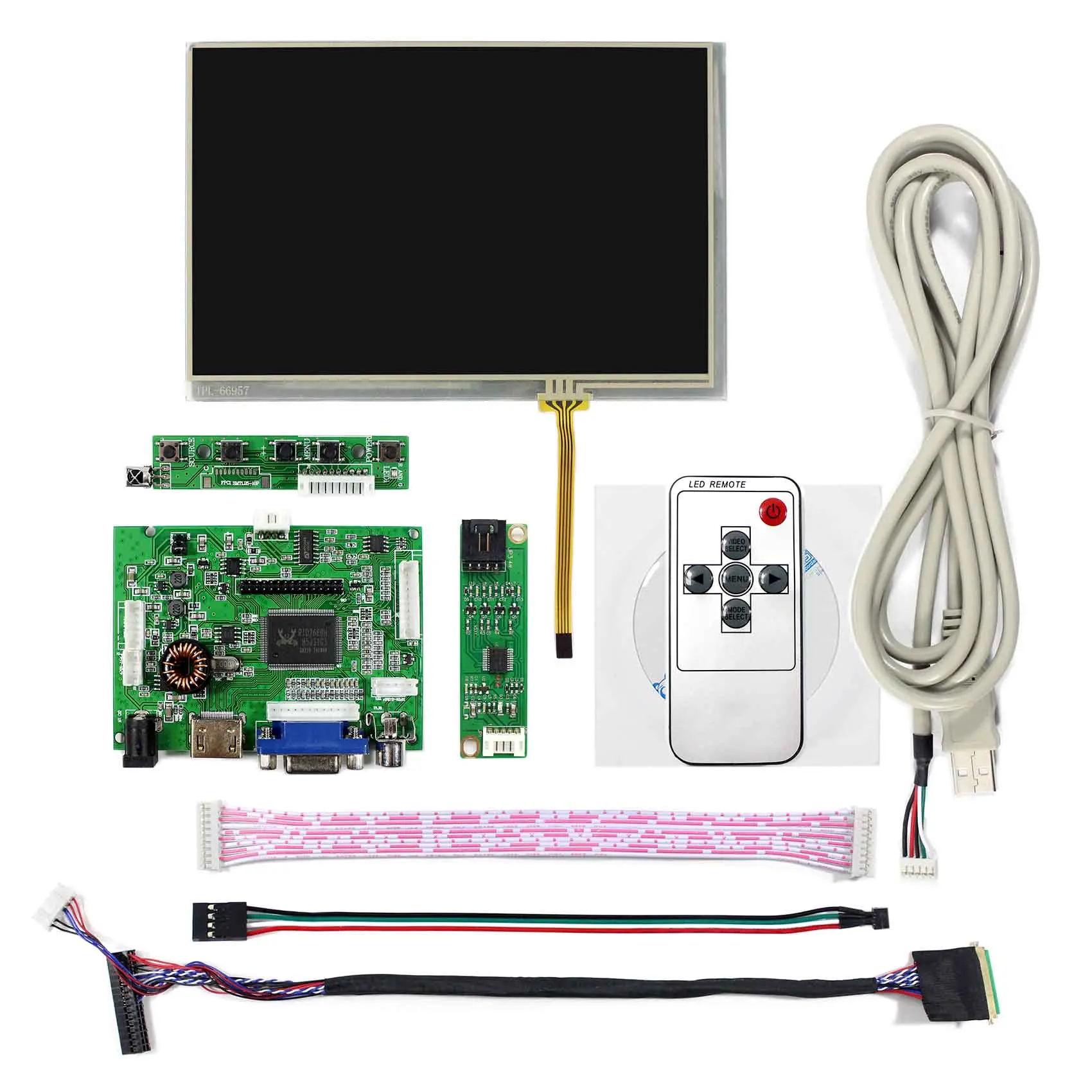 HD Serta VGA AV USB LCD Controller Papan 7 "1280X800 LCD Layar Sentuh Resistif