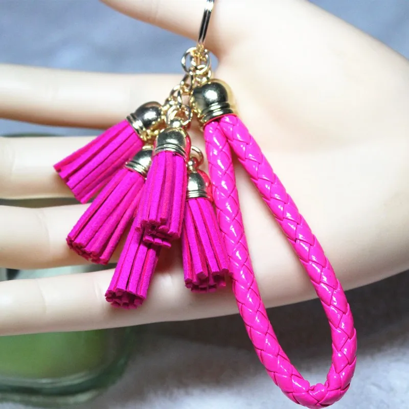 New 5 Suede Tassel Key Chain Golden Leather Key Ring Cute Big Pendant Bag Charming Car Key Holder Personality Gifts