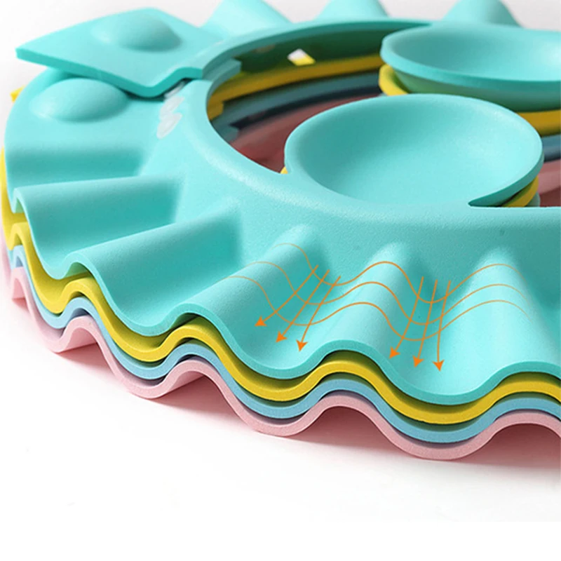 Kids Shower Bathing Cap Bath Safe Protect Shampoo Adjustable Soft Cap Protection Eye For Baby Wash Hair Shield Bathing Hat