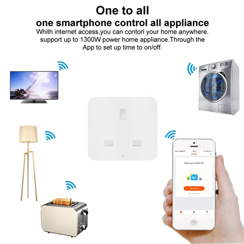 UK WiFi Smart Socket Power Plug Outlet Mobile APP Remote Control Work with Alexa Google Home No Hub Required Smart Socket