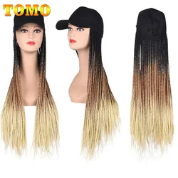 TOMO Baseball Cap Box Braided Wigs For Black Women Ombre Synthetic Twist Braid Hair Extension Cornrow Wig with Adjustable Hat