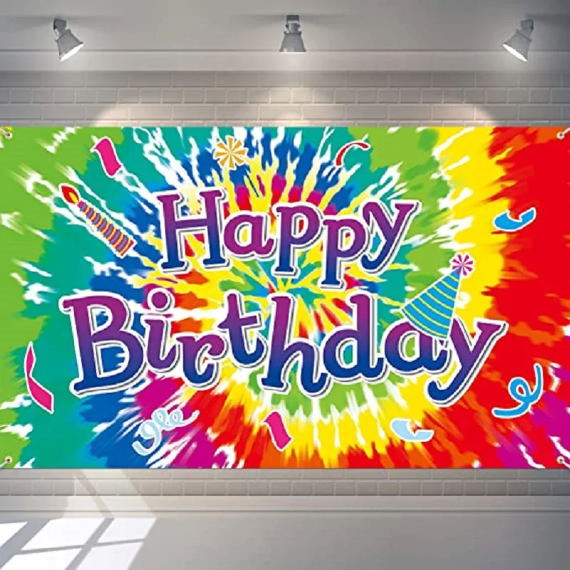 Photography Backdrop Tie Dye Theme Colorful Paint Splatter Photo Booth Props For Happy Birthday Party Decor Background Supplies