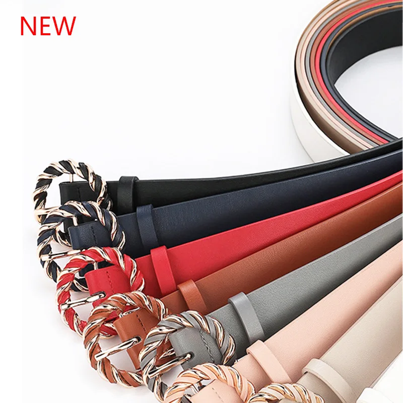 Fashion Ladies Twist Gold Buckle Belt Versatile Decoration Ins Wind Adornment PU Belt Matching Skirt Pants Sweater Waistband