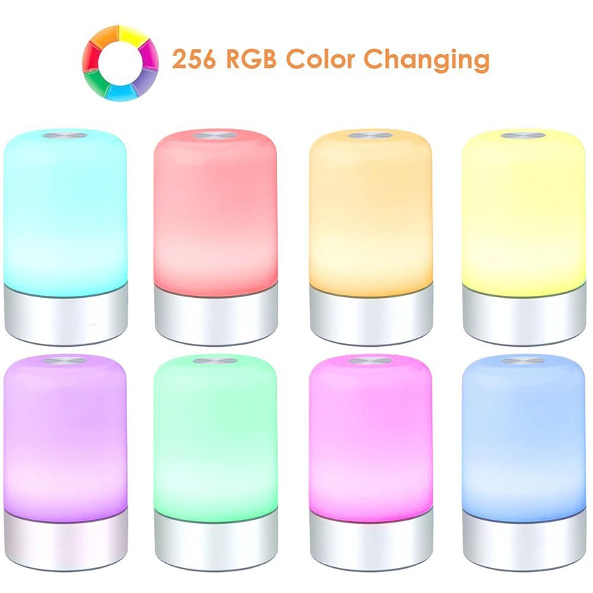 Bedside Lamp, Dimmable Touch Tap Light Novelty Light, Kids Children 256 RGB Color LED Nightlight, Table Atmosphere Decoration