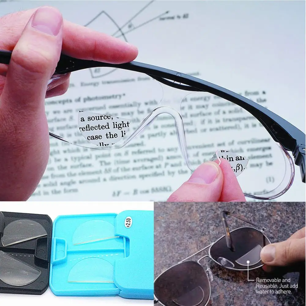 New Mini Adjustable Strength Bifocal Stick-on Reading Glasses Lens Men Women No Arm TR Magnifying Presbyopic Eyeglasses 1.0-3.0