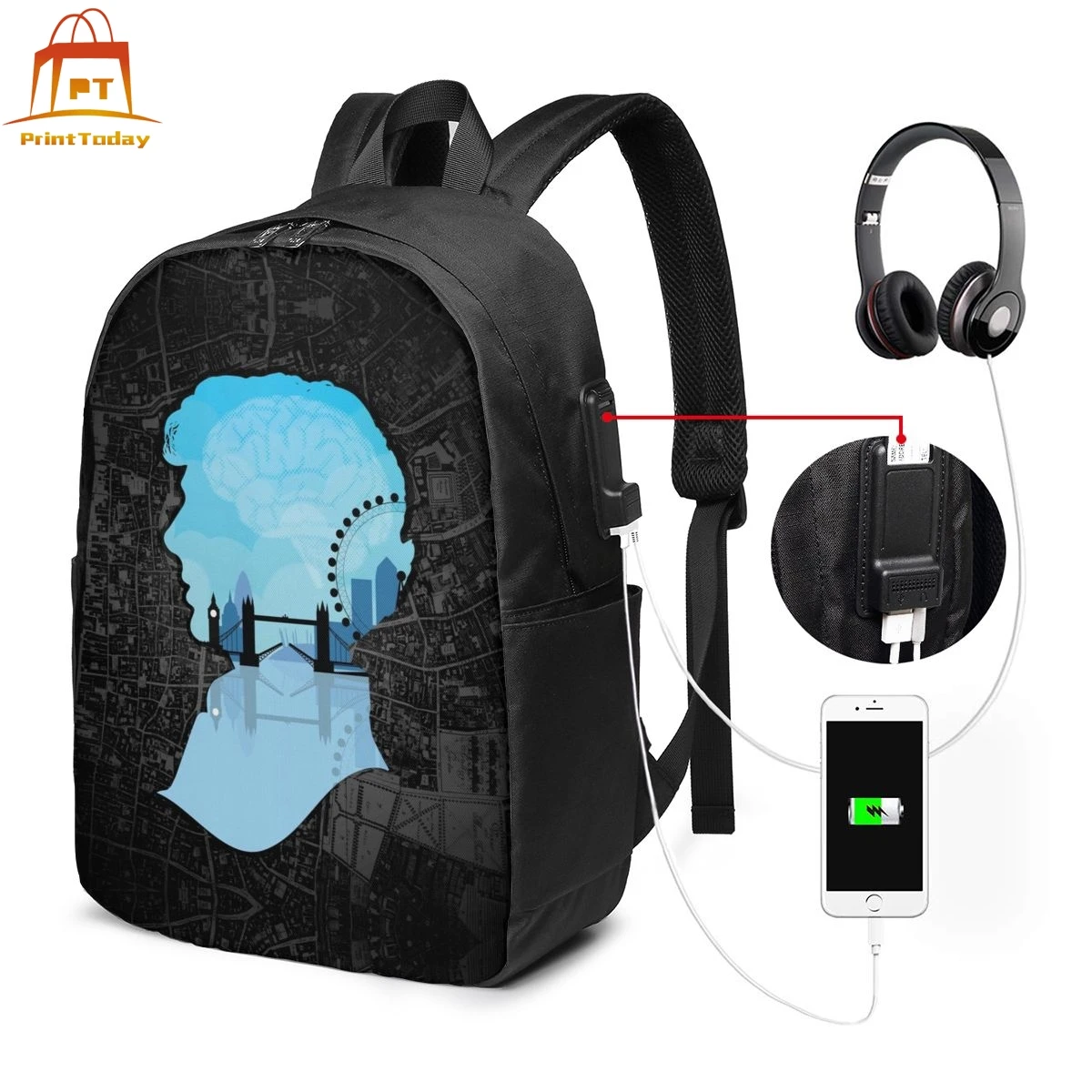 Sherlock Backpack Sherlock Backpacks School Men's - Women's Bag Print High quality Trend Multi Pocket Bags