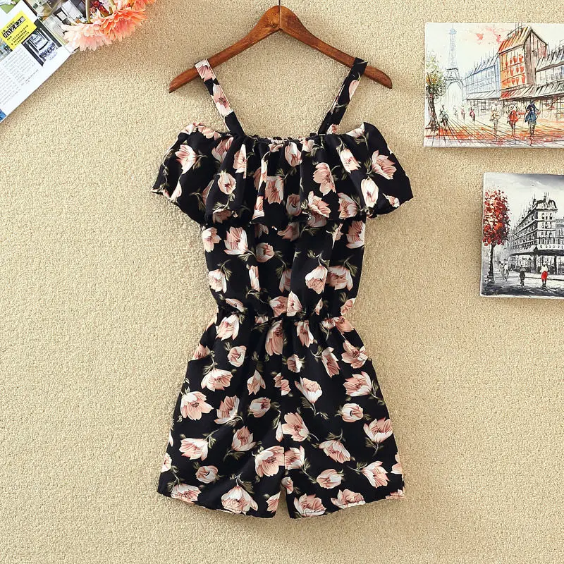 Dress Women Summer Floral Breathable Casual Flounced Edge All-match Sleeveless Abdomen Female Sundress Comfortable Chiffon Thin