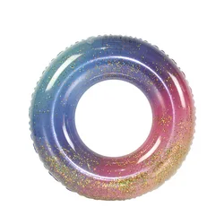 Ins Hot Sequined Beach Swim Circle Float Water Pool Party Inflatable Swimming Ring Baby Float Round Sequins Glitter Air Mattress