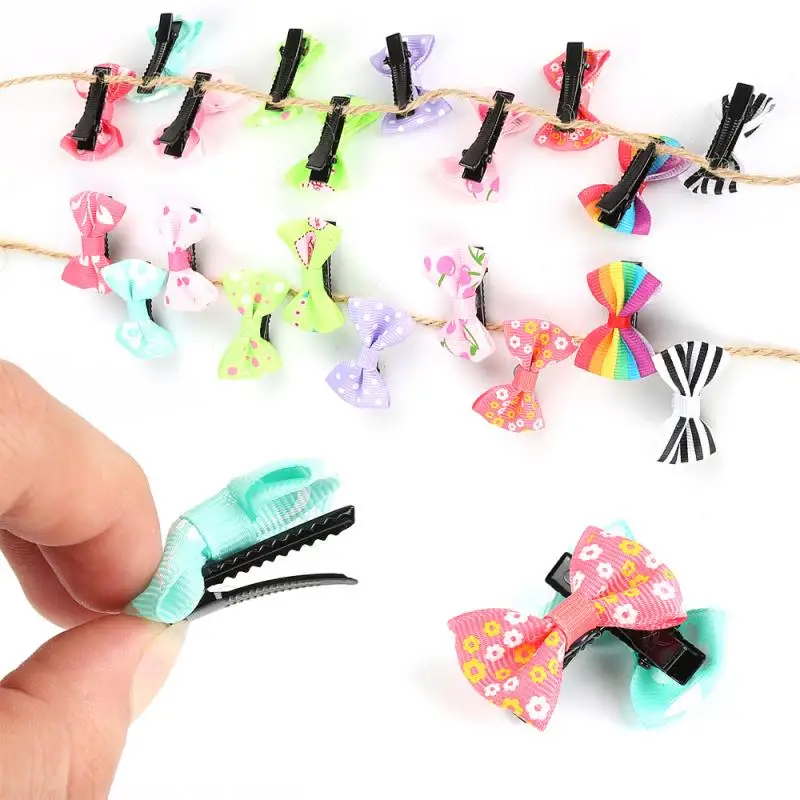 20Pcs Kids Baby Girl's Ribbon Hair Bow Mini Latch Clips Hair Clip Hairpin For Children Girls Kids Hair Accessories