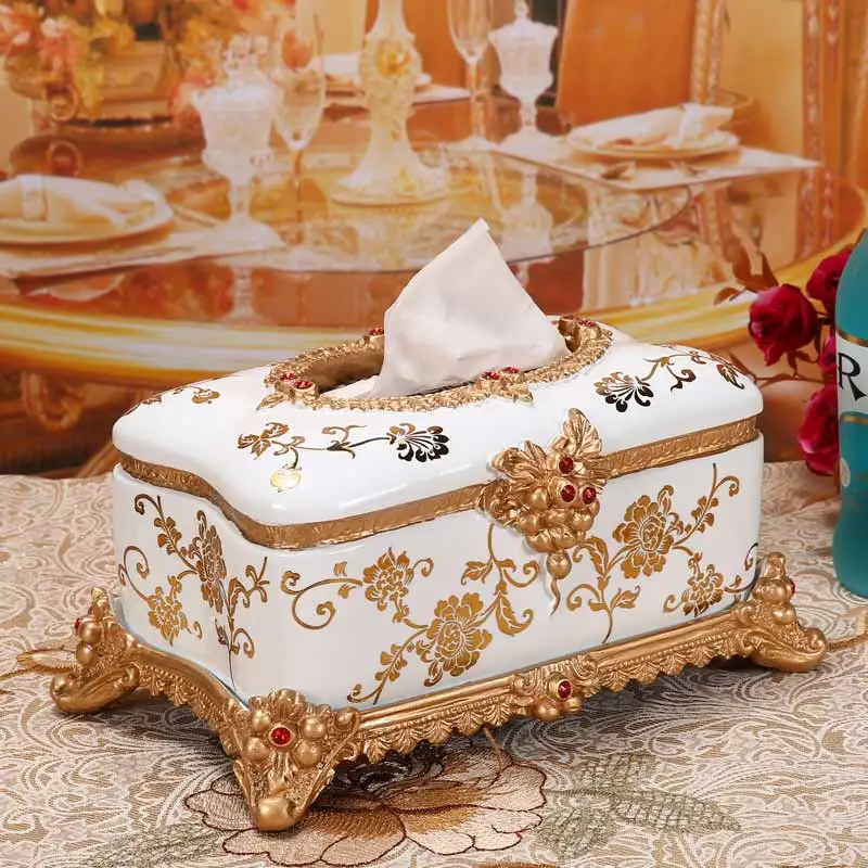 European style living room decorative resin napkin box creative drawer tea table table furnishings