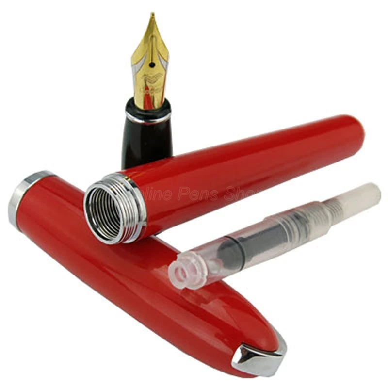 Baoer Fountain Pen Red Barrel With Silver Clip Iridium Medium Nib Writing Gift Pen Office & School & Home Supplies