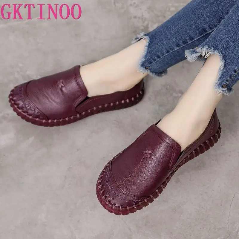 GKTINOO 2024 Fashion Women Shoes Genuine Leather Loafers Women Casual Shoes Soft Comfortable Shoes Women Flats