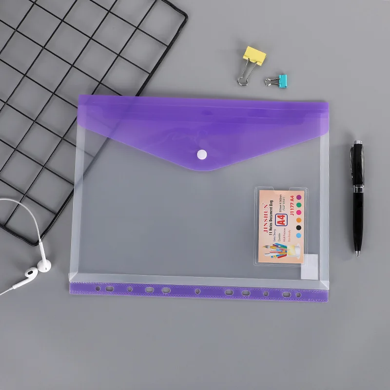 6pcs Poly Envelope Folder For A4 Document Organizer Transparent Waterproof File Bag with Snap Button Closure Pouch School Office