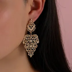 Baroque Hollow Geometric Dangle Earrings for Women Gold Color Palace Style Jewelry Bohemian Hanging earrings oorbellen