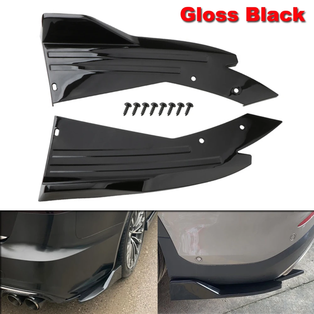 

Gloss Black 2pcs Universal Car Rear Bumper Spoiler Canards Fins Anti-crash Diffuser Lip Wrap Angle Splitter Protector Guard Kits