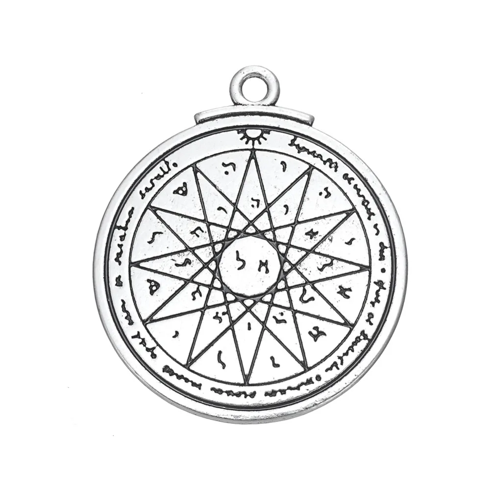 Dawapara Pentacle of Moon Talisman Solomon Hermetic Kabbalah Charms Amuletos De La Suerte Large Pendants for Jewelry Making