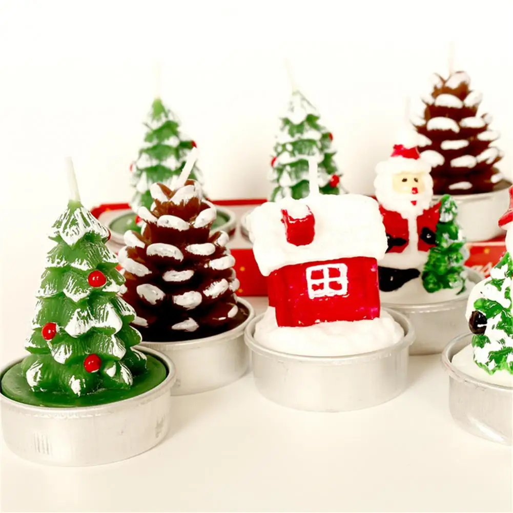 3Pcs Delicate Christmas Candle Perfect Gifts Colorful Xmas Element Shape Party Candle for Home